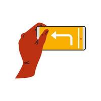 left hand using phone vector