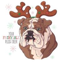 Hand drawn dog portrait with Christmas accessories Vector