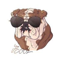 Retrato de bulldog dibujado a mano con vector de accesorios. objetos aislados para su diseño. cada objeto se puede cambiar y mover.