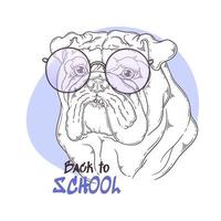 Retrato de bulldog dibujado a mano con vector de accesorios. objetos aislados para su diseño. cada objeto se puede cambiar y mover.