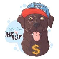 Hand drawn Labrador Retriever rapper dog Vector. Isolated objects for your design. Each object can be changed and moved.