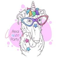 Hand drawn Borzoi dog with unicorn horn Vector. Isolated objects for your design. Each object can be changed and moved. vector