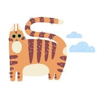 Hand drawn cute floral cat Vector