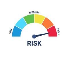 Risk scale icon with low, medium and high level hazard. Vector illustration