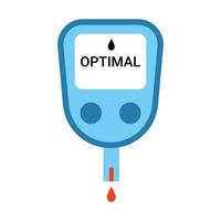 Glucometer test check sugar level in blood, diabetes concept. Blood drop test strip for measure glucose. Vector illustration