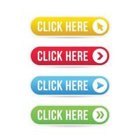 Colorful click here web buttons set vector image