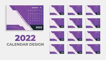 2022 diseño de calendario de escritorio y plantilla de calendario vector