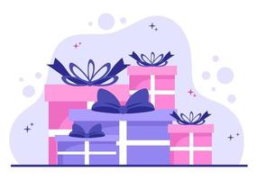 Colorful Wrapped Gift Box with Ribbon and Confetti to Surprise your Friends for Background Vector illustration