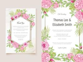 Wedding Invitation Floral and Leaves Template vector