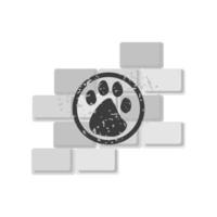 pets paw on brick vector