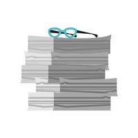 pile of paperwork with glasses