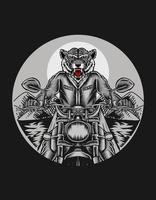 illustration tiger riding on motorcycle vector