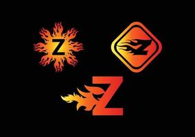 Plantilla de diseño de logotipo e icono de letra Z de fuego vector