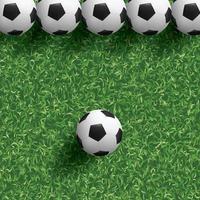 Soccer football ball on green grass of soccer field background. Illustration graphic. photo