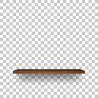 Wooden shelf on transparent background with soft shadow. 3D empty wooden shelves. Vector. vector