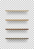 Wooden shelf on transparent background with soft shadow. 3D empty wooden shelves. Vector. vector