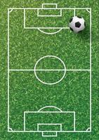 Soccer football ball on green grass of soccer field with line pattern and grass texture background. Illustration graphic. photo