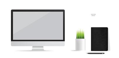 Computer display background with blank screen area on white. Vector. vector