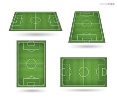 Set of soccer field or football field on white background. Perspective elements. Vector. vector