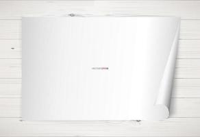 White paper sheet background on wood texture. Vector. vector