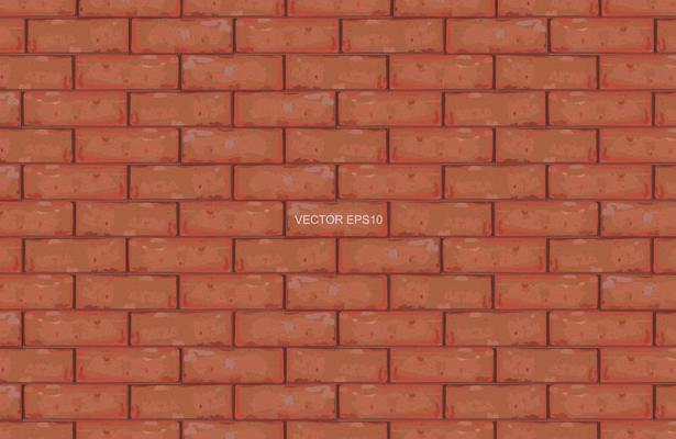 Red brick wall texture background. Vector.
