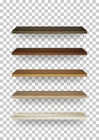 Wooden shelf on transparent background with soft shadow. 3D empty wooden shelves. Vector. vector