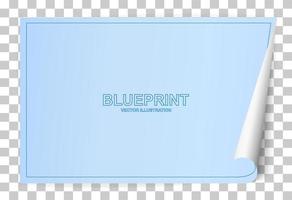 Blueprint paper background for architectural drawing and soft shadow on transparent background. Vector illustration.