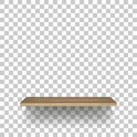Wooden shelf on transparent background with soft shadow. 3D empty wooden shelves. Vector. vector