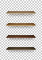 Wooden shelf on transparent background with soft shadow. 3D empty wooden shelves. Vector. vector