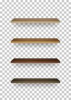 Wooden shelf on transparent background with soft shadow. 3D empty wooden shelves. Vector. vector