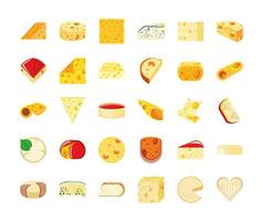 set of cheeses vector