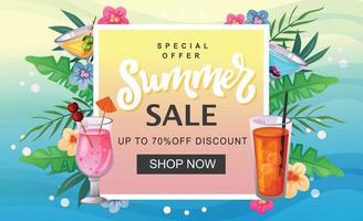 Summer sale banner template colorful refreshment vector