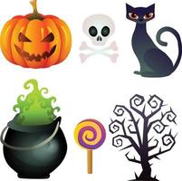 colección de conjunto de iconos de elementos de halloween vector