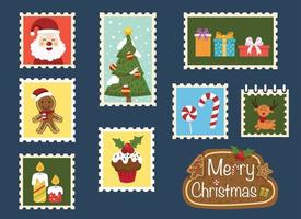 Merry Christmas holiday card collection illustration vector