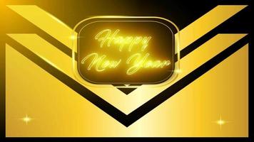 Happy New Year text Bright, Animation of the New Year Glowing with golden lines effect video