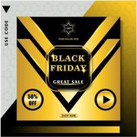 Black Friday Sale. Black and gold color banner, poster, logo on pattern background vector