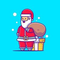 Cute Illustration of Santa Claus with gift merry christmas vector