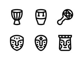 conjunto simple de iconos de líneas vectoriales relacionadas con kwanzaa. contiene íconos como djembe, conga, shaker y más. vector