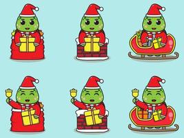 Cute Turtle Santa Claus vector illustration.