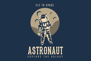 Fly to space astronaut explore the galaxy silhouette design vector