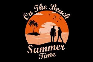 Summer time on the beach silhouette design vector