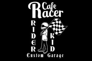 cafe race rider kid silueta diseño vector