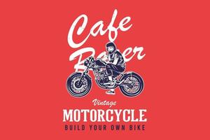 Cafe racer vintage motorcycle build your own bike silhouette design vector