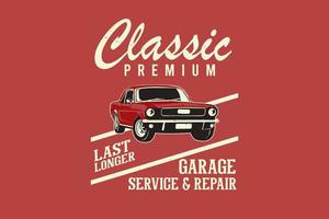 Classic premium garage service repair silhouette design vector