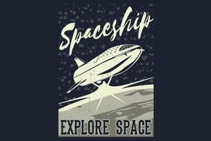 Spaceship explore space silhouette design vector