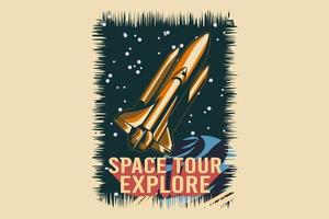 viaje espacial explorar diseño de silueta vector