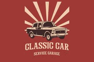 Classic car service garage silhouette design vector