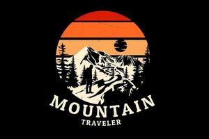 Mountain traveler silhouette design vector