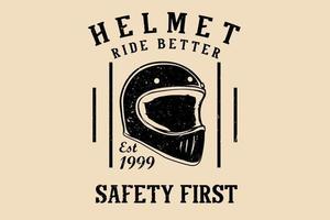 Helmet ride better silhouette design vector