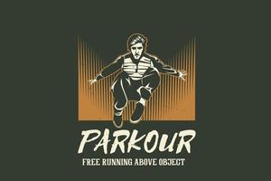 parkour corriendo libre sobre el diseño de la silueta del objeto vector